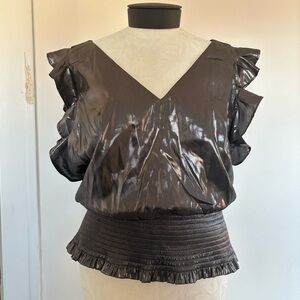 Nine West Metallic Flutter Sleeve Top
